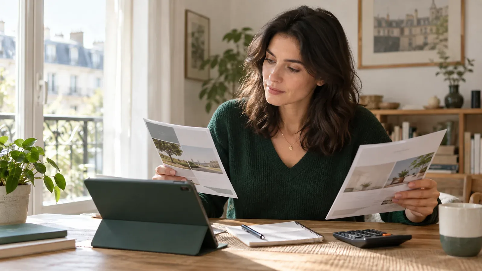 Personne comparant deux offres bancaires et leurs frais à domicile