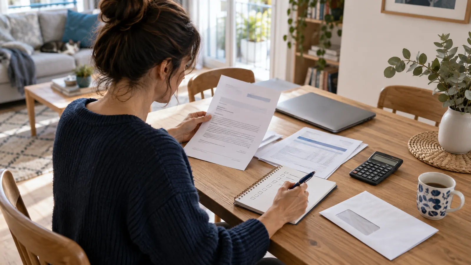 Personne vérifiant un avis de saisie administrative sur son compte bancaire