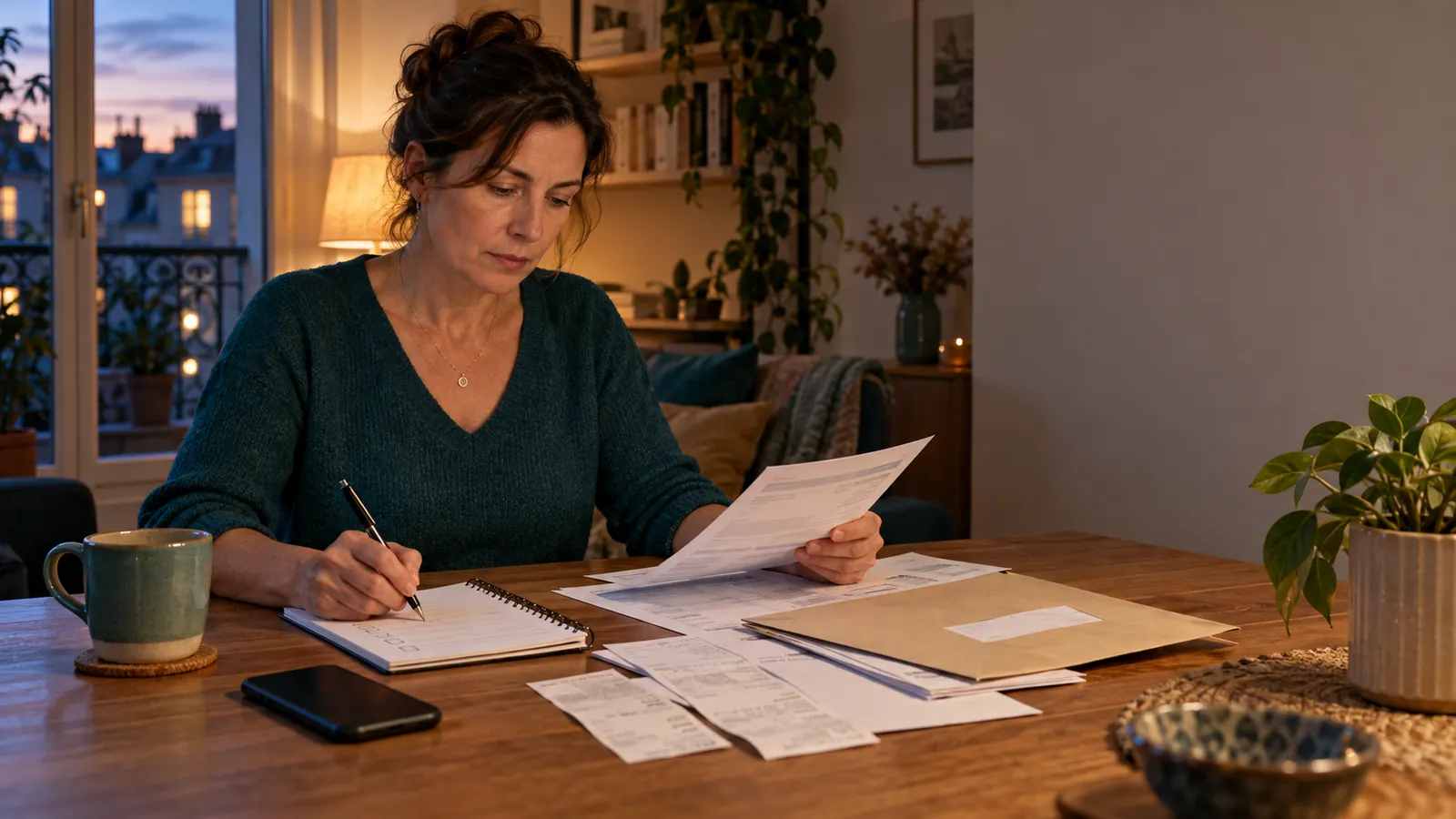 Personne vérifiant les documents d’une saisie-attribution bancaire