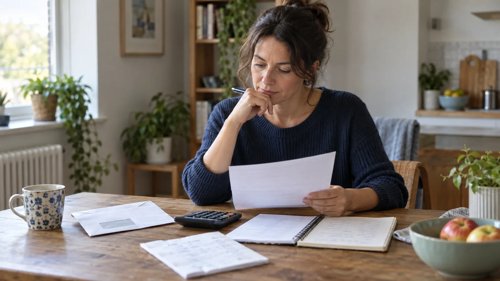 Une personne compare une saisie bancaire à son budget essentiel